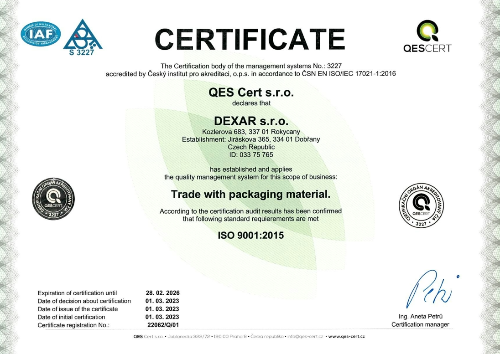 Certificate ISO 9001:2015